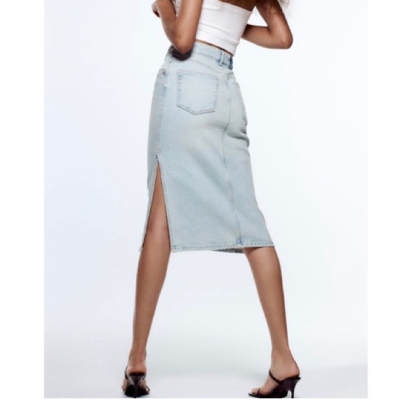 Zara Side Slit Denim Skirt NWT - Picture 2 of 13